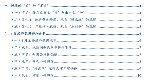 牛来乐 华创张瑜：4月经济不变的是政策的“补”与出口的“抢”，变的是地产与制造业