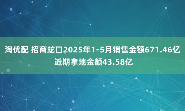 淘优配 招商蛇口2025年1-5月销售金额671.46亿 近期拿地金额43.58亿